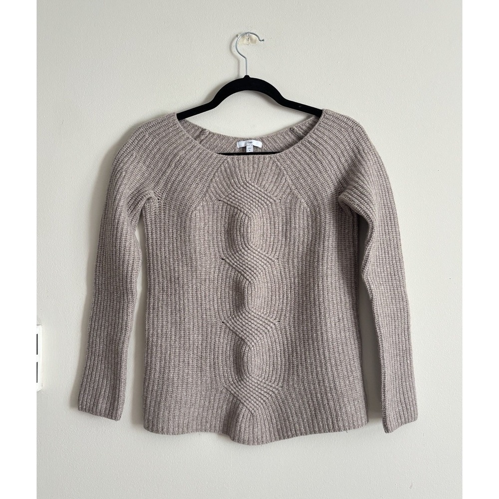 GAP Womens‎ Small Thick Cable Knit Sweater Wool Crop Neutral Minimalist Brown
